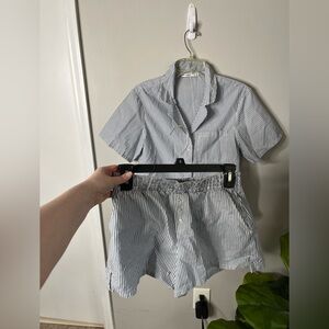 Abercrombie & Fitch Blue and White Striped pajama set size small